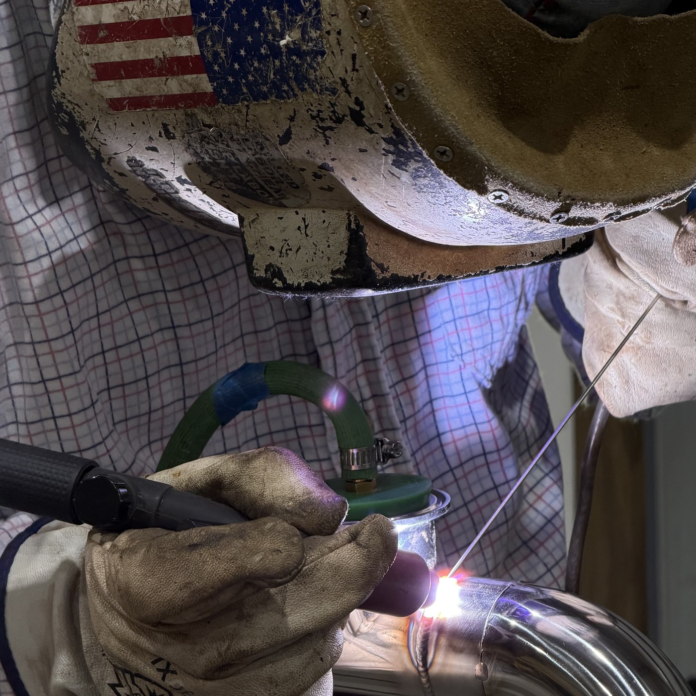 GTAW welding of stainless sanitary fitting with purge