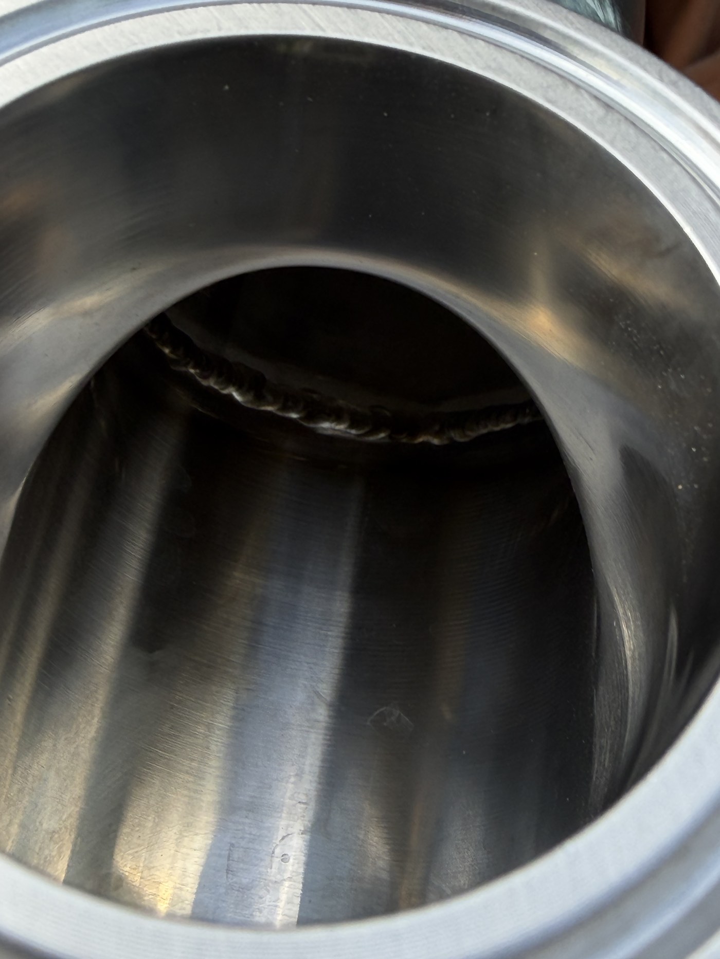 Internal view of clean stainless root weld