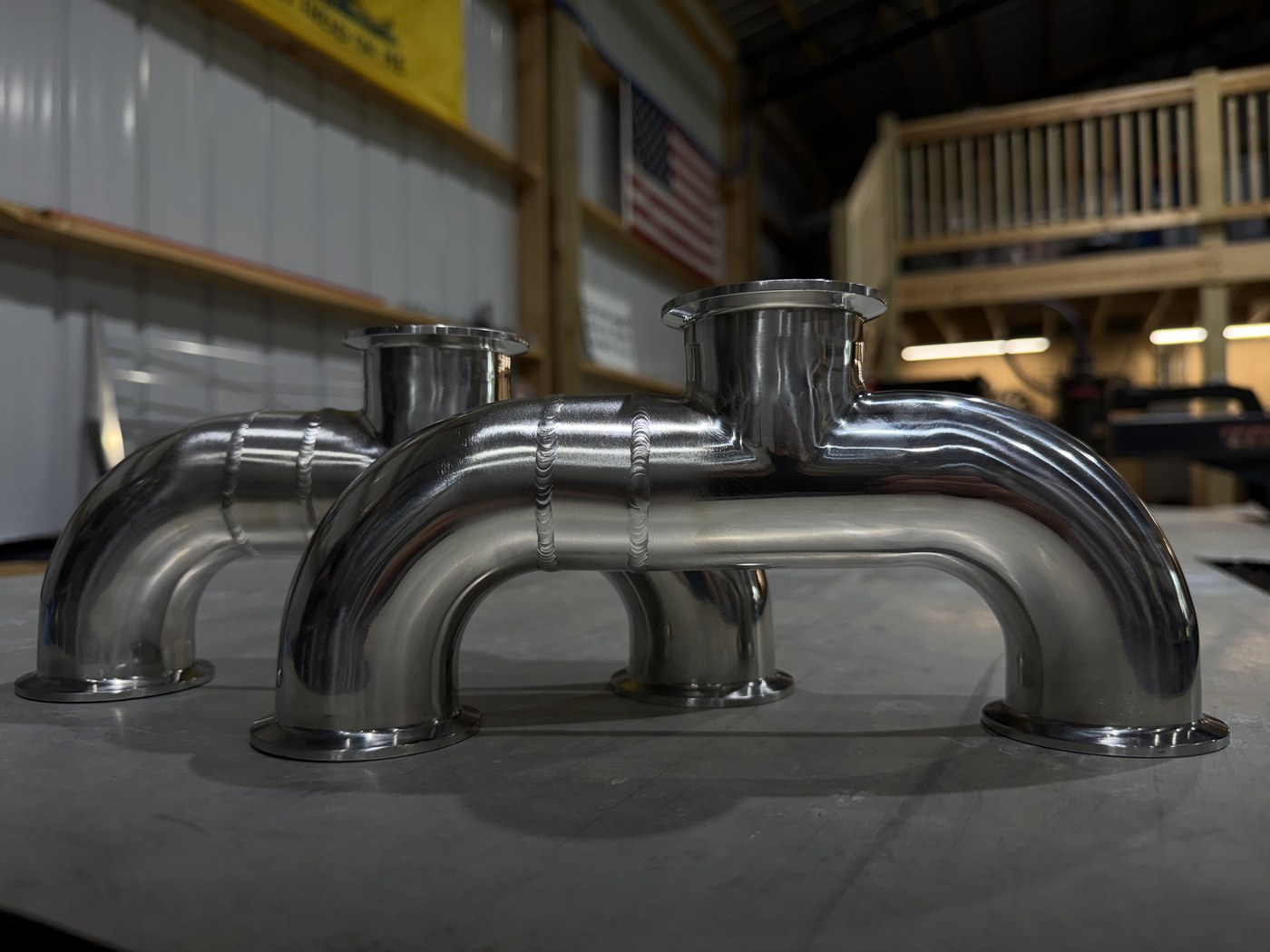 Multiple completed stainless sanitary fittings
